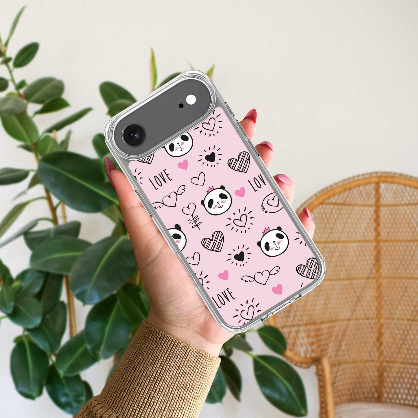 Cute Pink Panda Transparent Silicon Case For iPhone