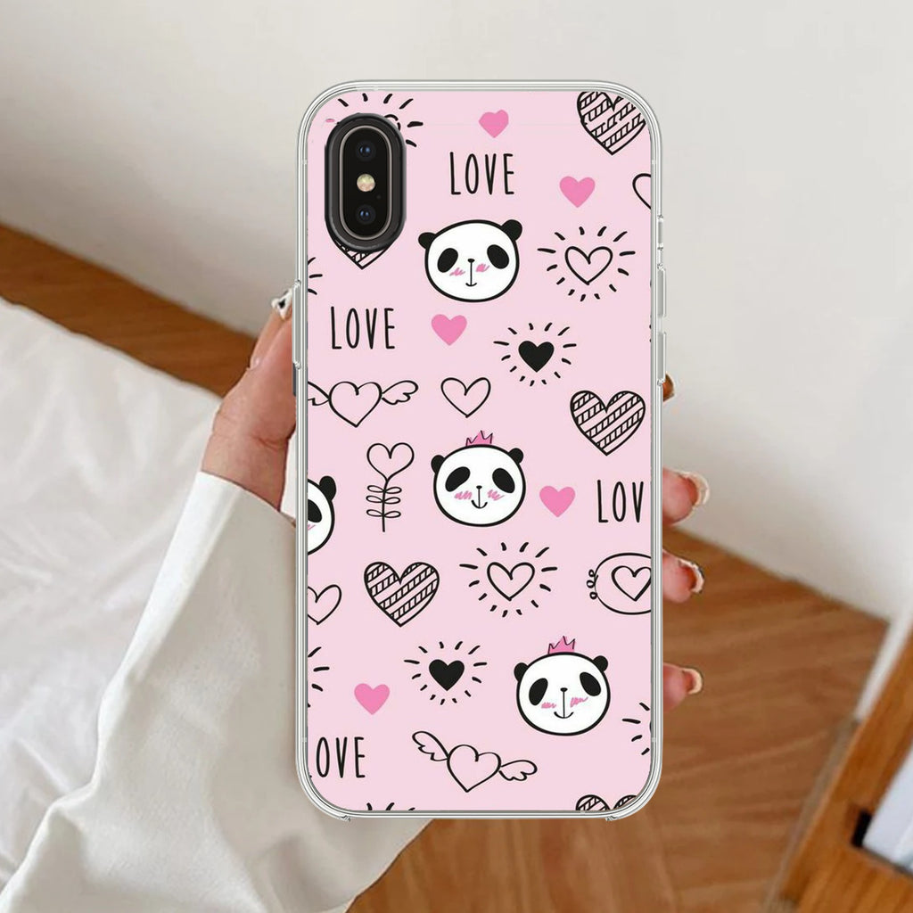 Cute Pink Panda Anti Yellow Clear Case For iPhone Xs Max