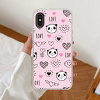Cute Pink Panda Anti Yellow Clear Case For iPhone Xs Max