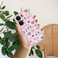Cute Pink Panda Transparent Silicon Case For iQOO Neo 9 Pro 5G