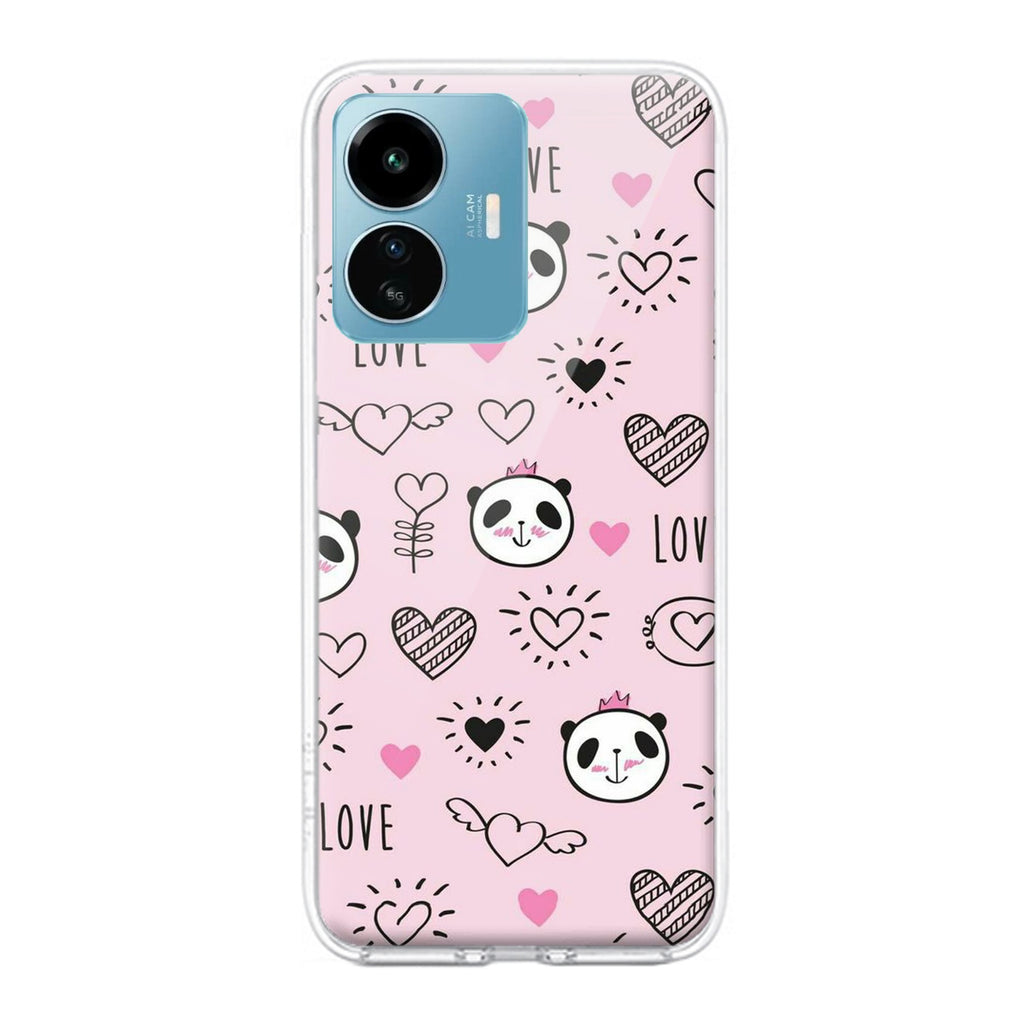 Cute Pink Panda Transparent Silicon Case For iQOO Z6 Lite 5G