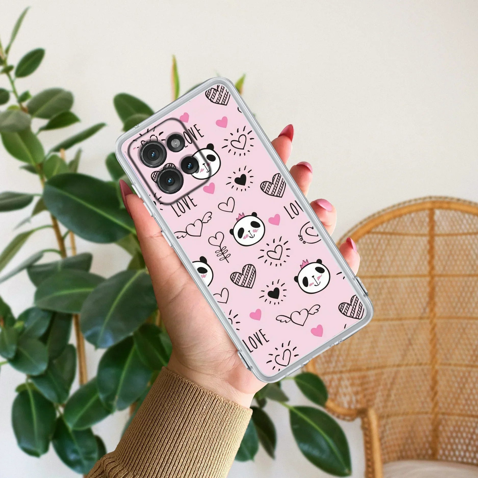 Cute Pink Panda Anti Yellow Case For Motorola Edge 50