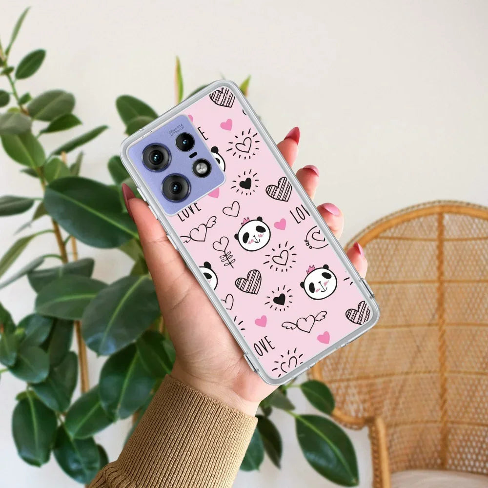 Cute Pink Panda Anti Yellow Case For Motorola Edge 50 Pro