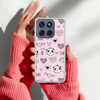Cute Pink Panda Anti Yellow Case For Motorola Edge 60 Pro 5G