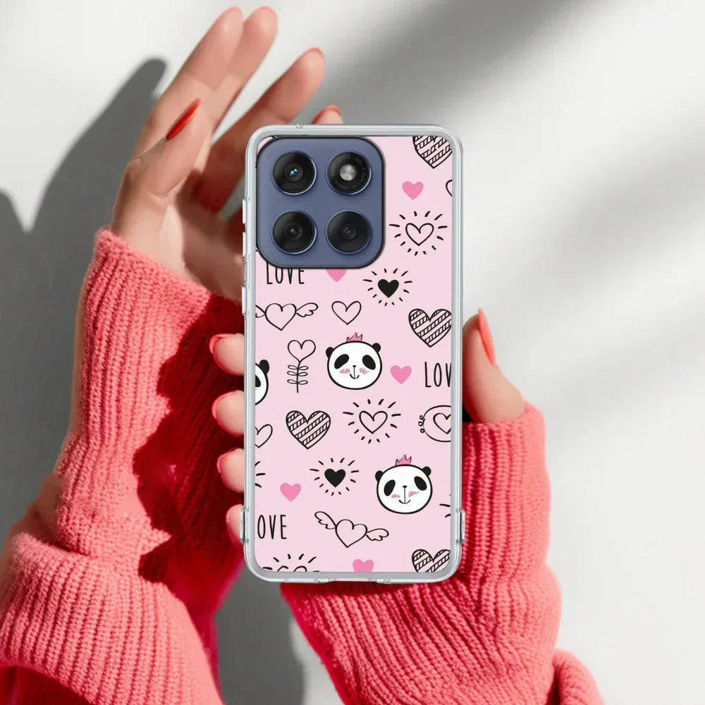 Cute Pink Panda Anti Yellow Case For Motorola Edge 60 Pro 5G