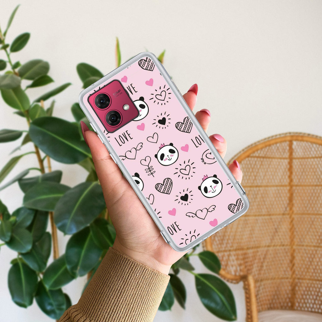 Cute Pink Panda Anti Yellow Case For Motorola G84 5G