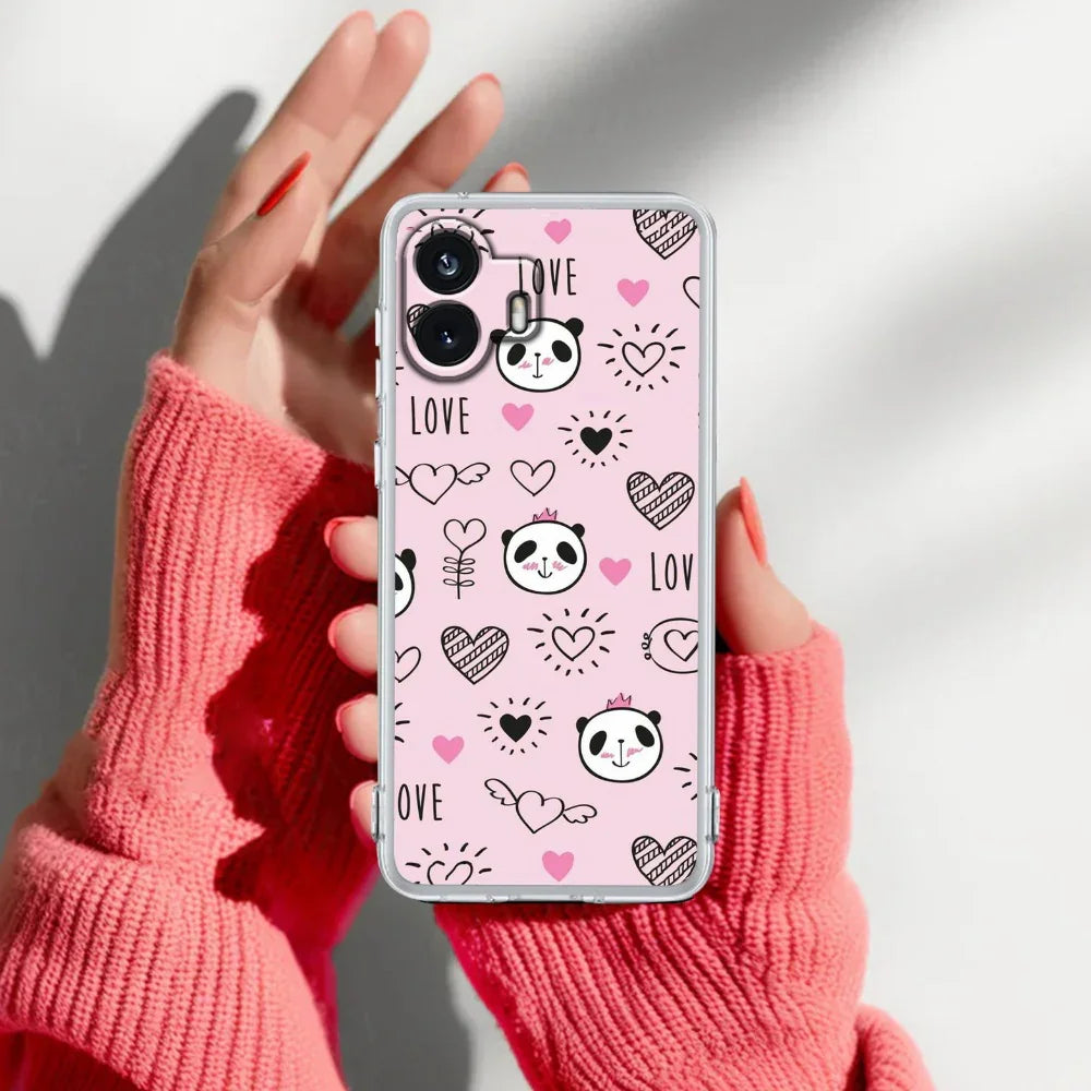 Cute Pink Panda Transparent Silicon Case For Nothing - ShopOnCliQ