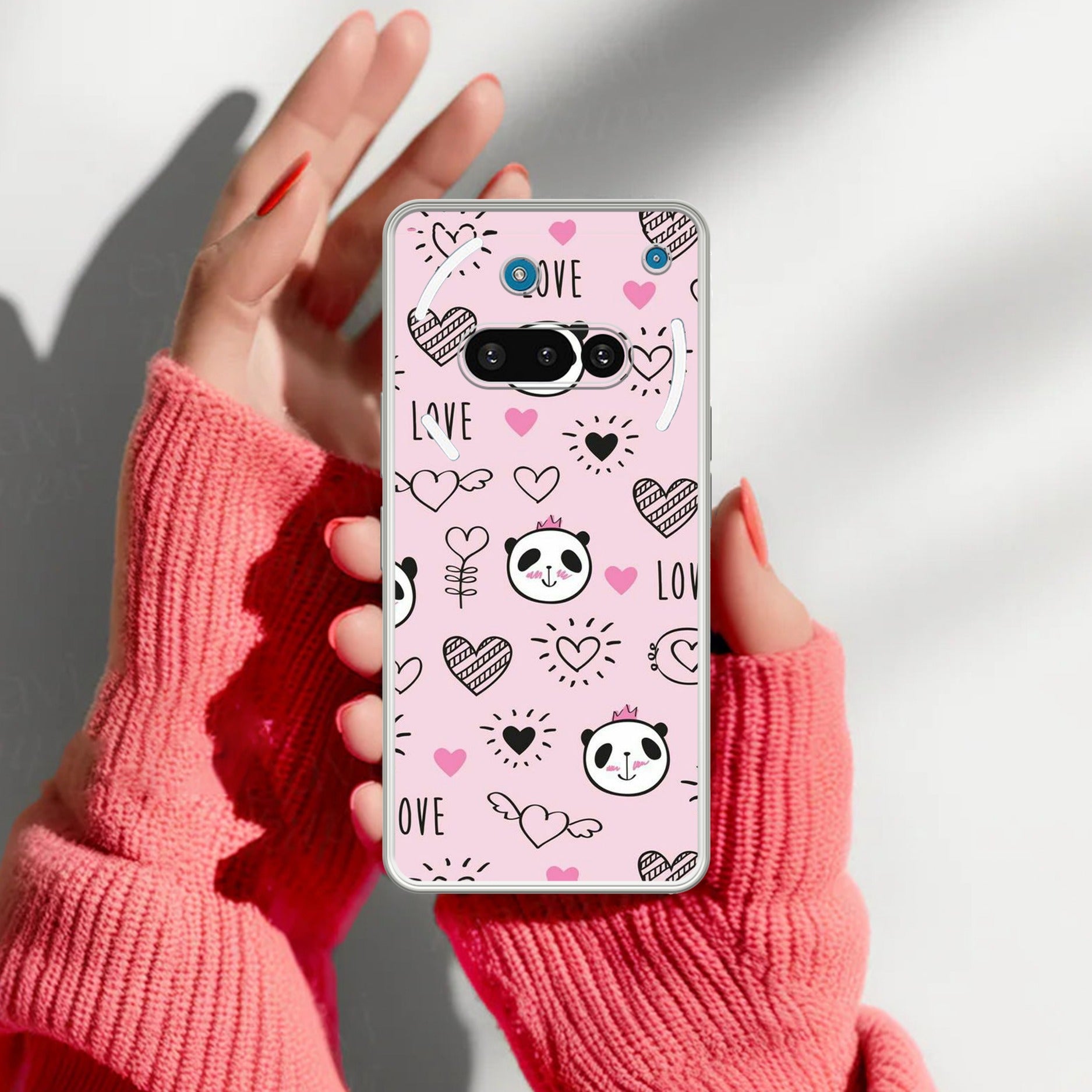 Cute Pink Panda Anti Yellow Case For Nothing Phone 3A 5G
