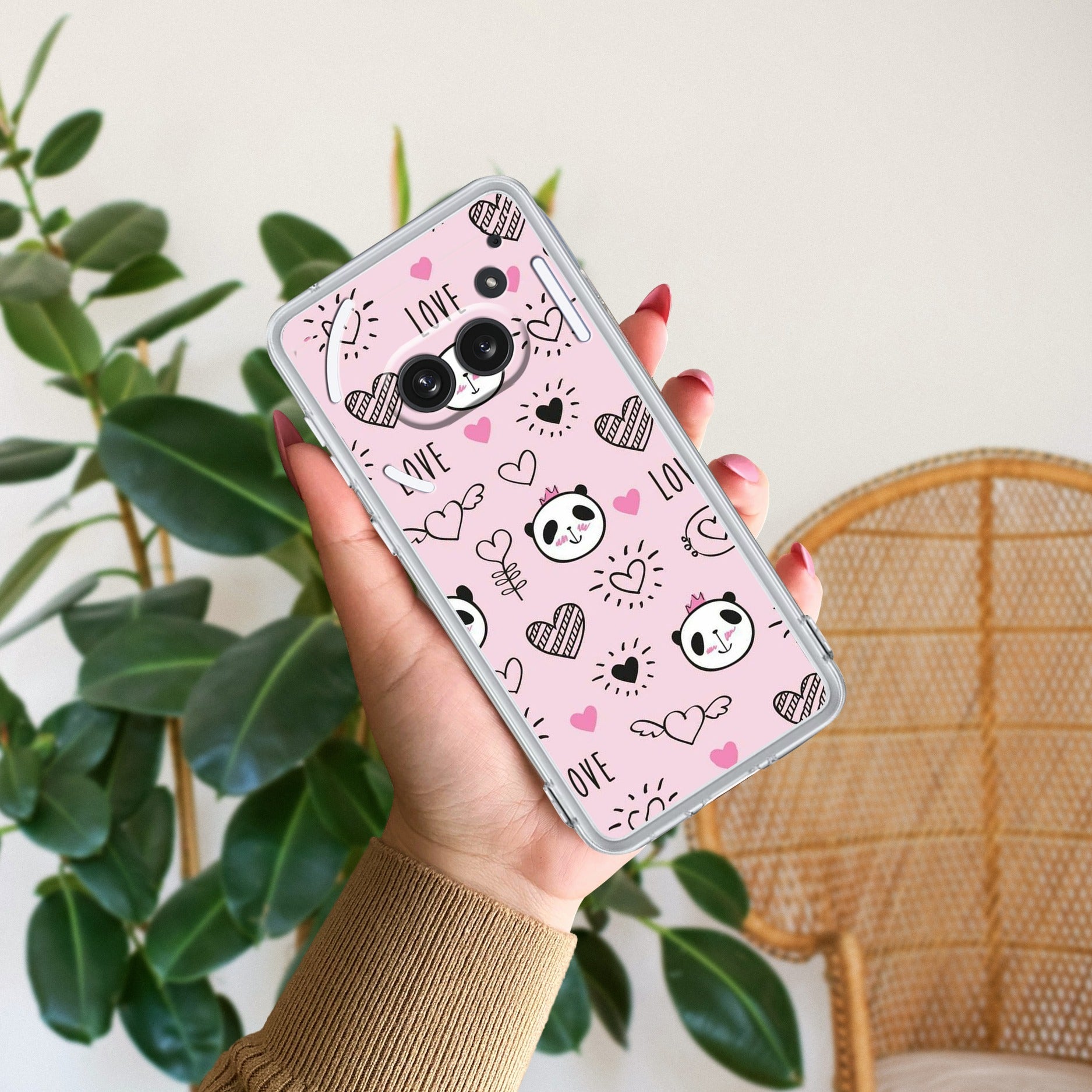 Cute Pink Panda Anti Yellow Case For Nothing Phone 2a 5G
