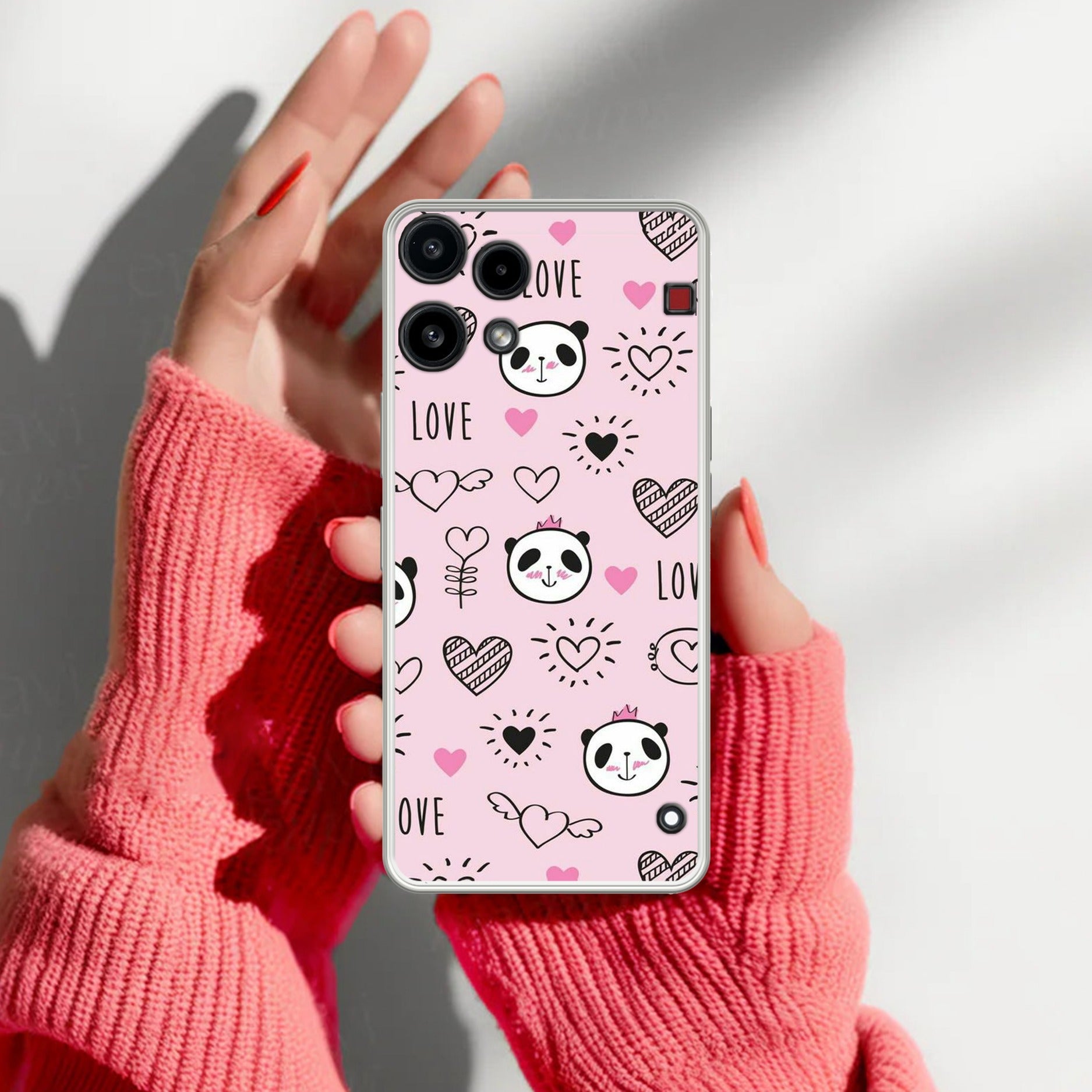 Cute Pink Panda Transparent Silicon Case For Nothing Phone 3a Lite 5G