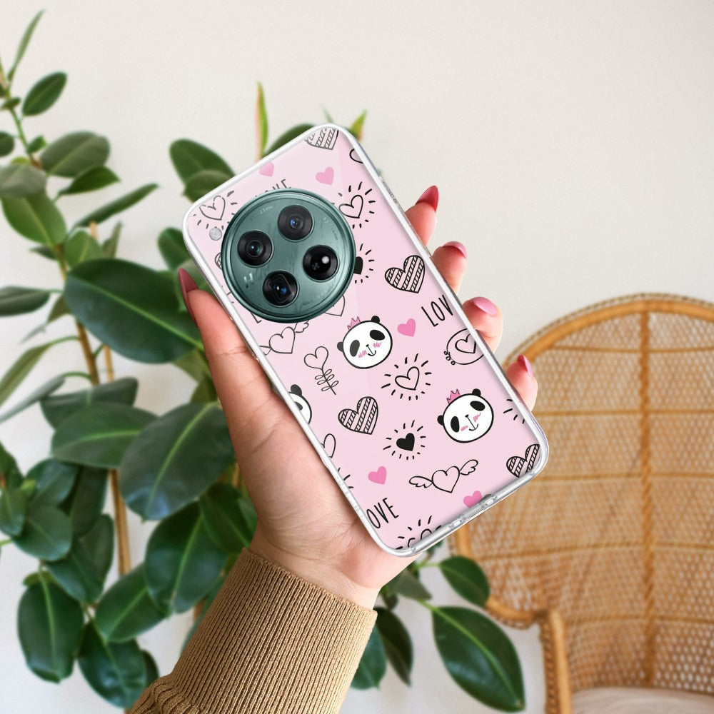 Cute Pink Panda Transparent Silicon Case For OnePlus
