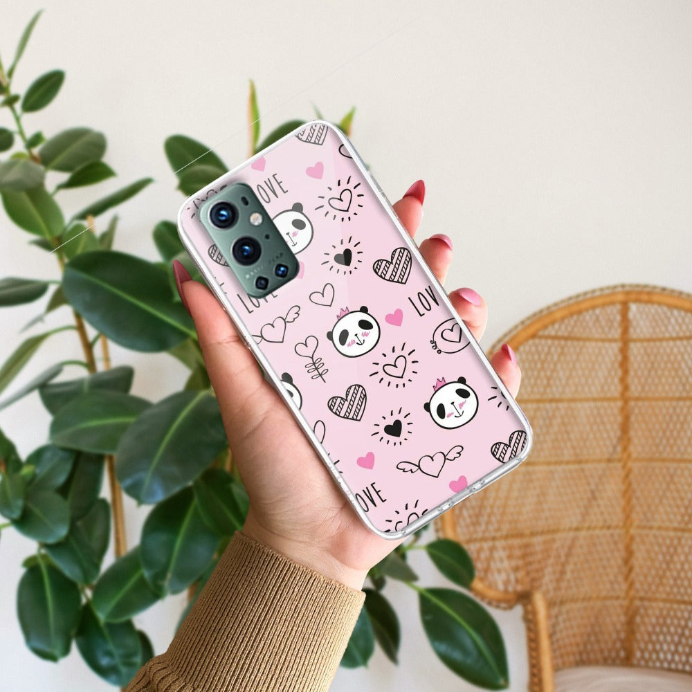 Cute Pink Panda Transparent Silicon Case For OnePlus