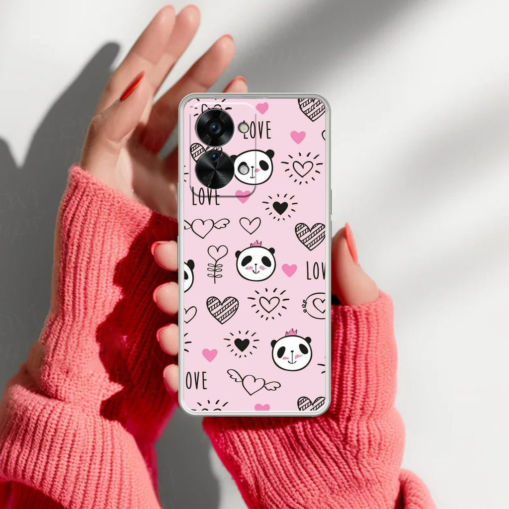 Cute Pink Panda Anti Yellow Case For OnePlus Nord 2T 5G