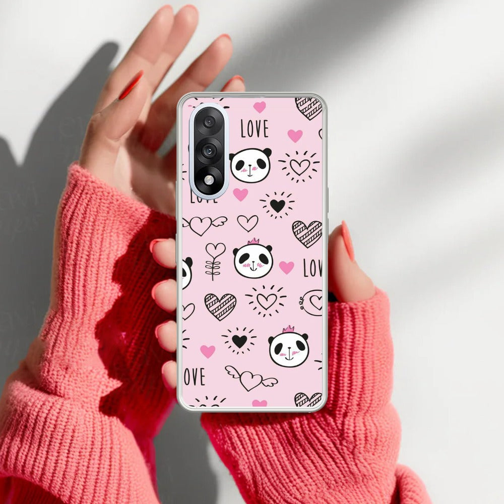 Cute Pink Panda Transparent Silicon Case For OnePlus