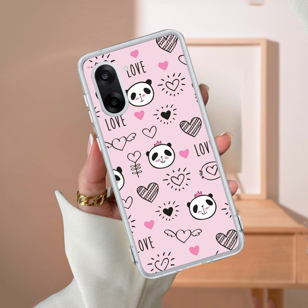 Cute Pink Panda Transparent Silicon Case For OnePlus