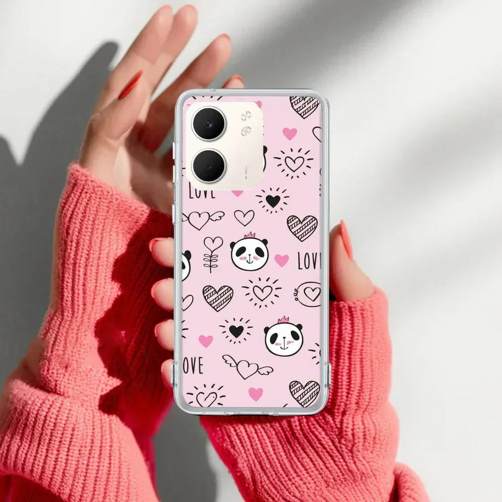 Cute Pink Panda Anti Yellow Case For Oppo A5X 5G