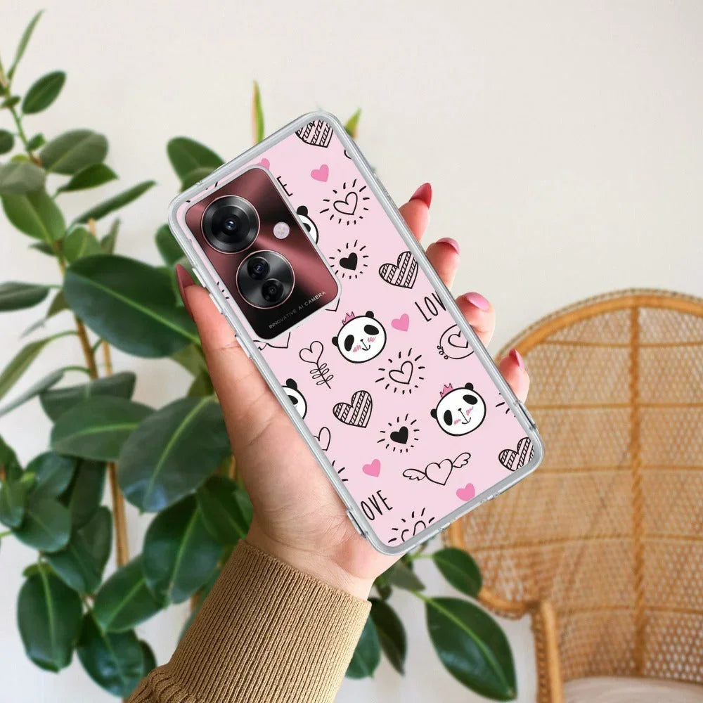 Cute Pink Panda Anti Yellow Case For Oppo F25 Pro 5G
