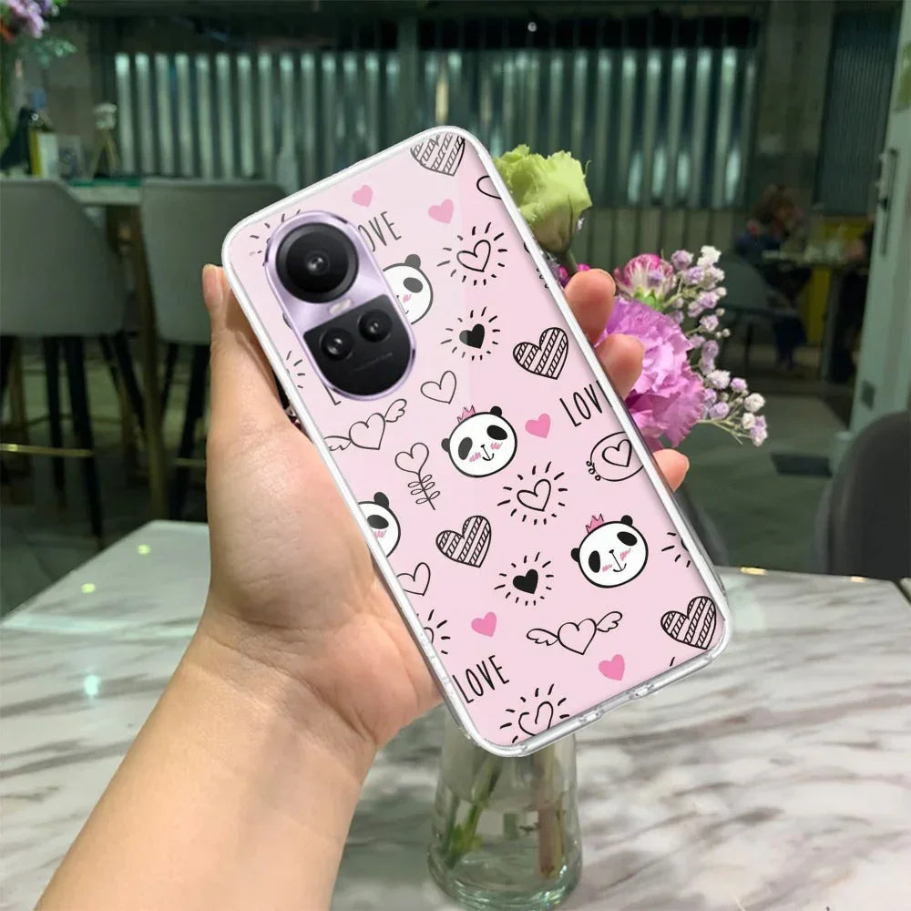 Cute Pink Panda Anti Yellow Case For Oppo Reno 10 5G