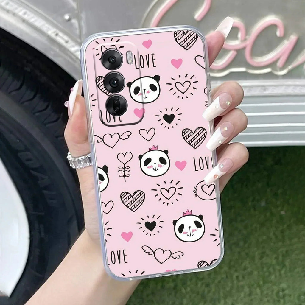 Cute Pink Panda Anti Yellow Case For Oppo Reno 12 Pro 5G