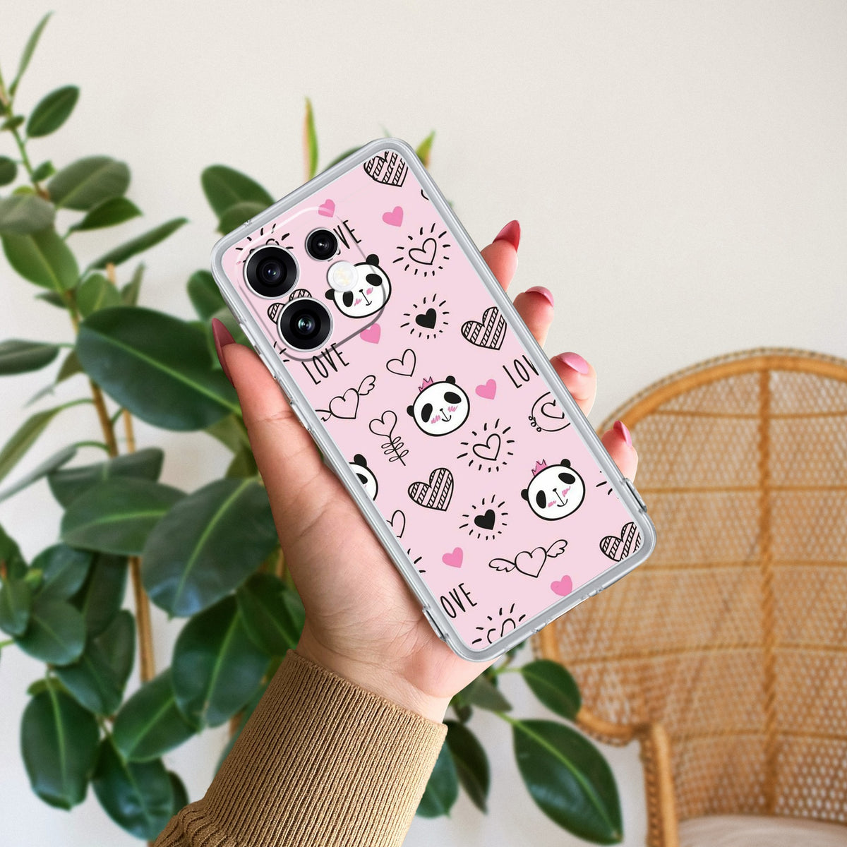 Cute Pink Panda Anti Yellow Case For Oppo Reno 16 5G