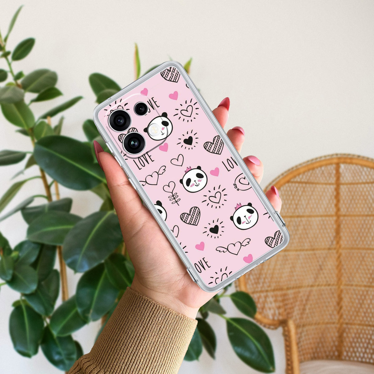 Cute Pink Panda Anti Yellow Case For Oppo Reno 16C 5G