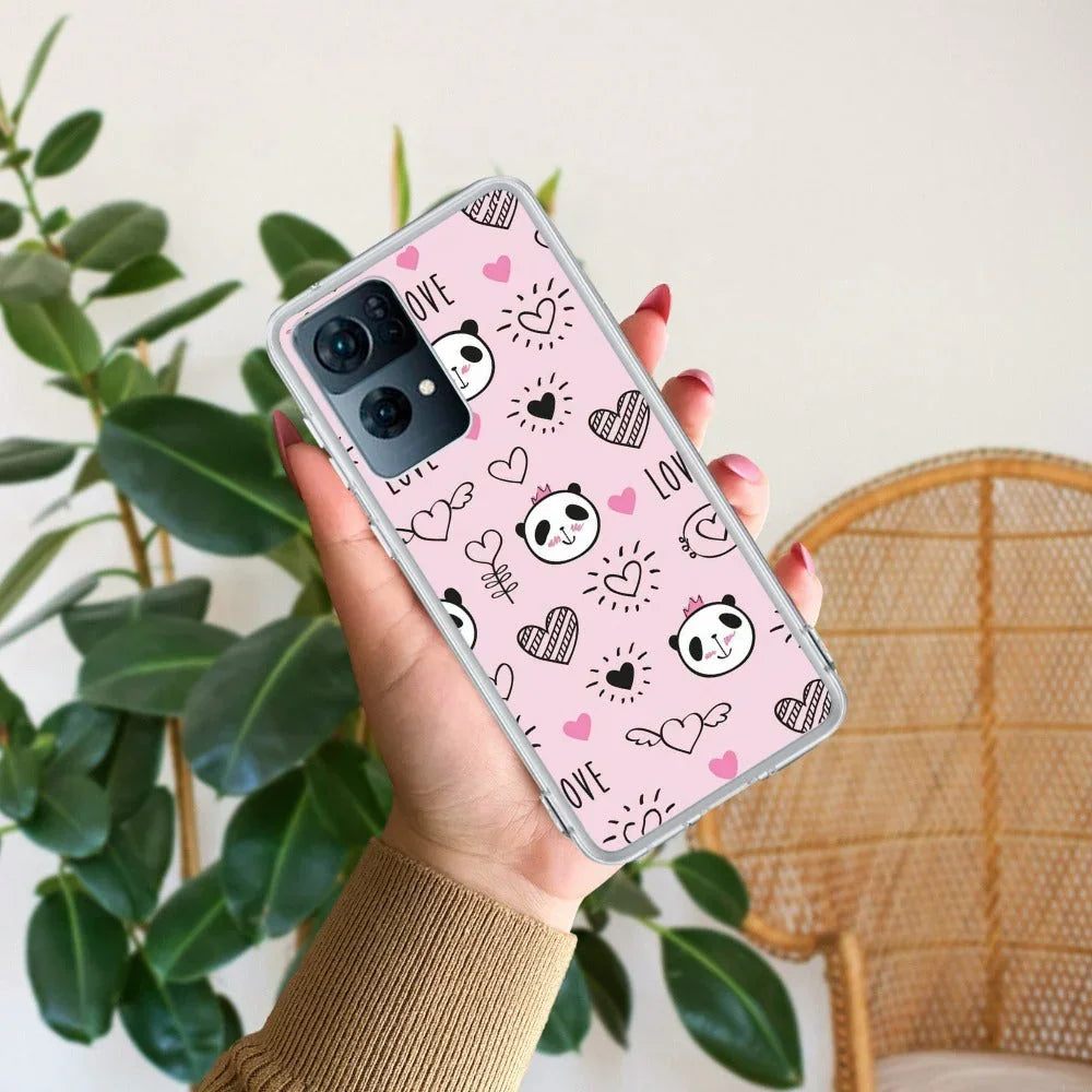 Cute Pink Panda Anti Yellow Case For Oppo Reno 7 Pro 5G