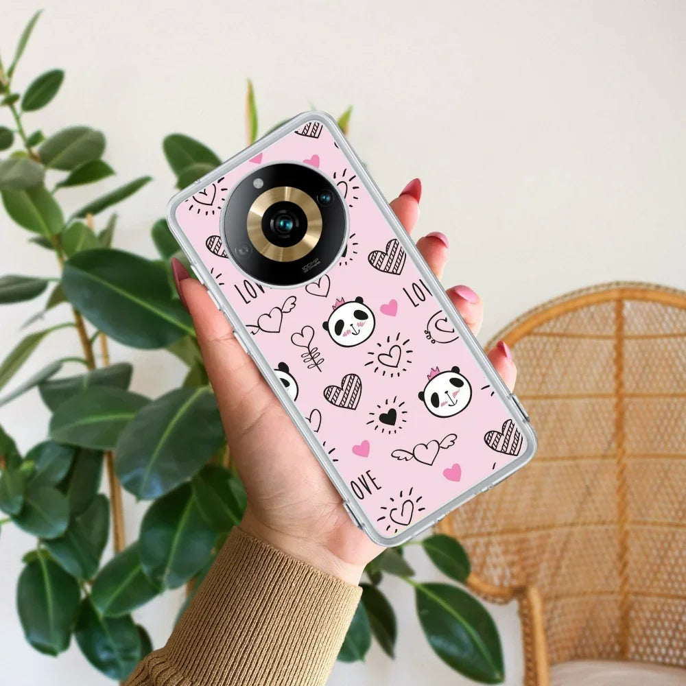 Cute Pink Panda Transparent Silicon Case For Realme 10 4G