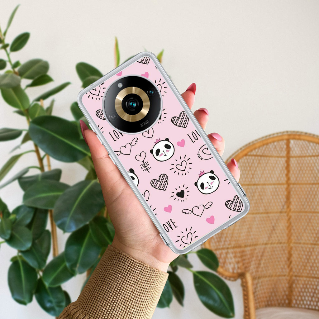 Cute Pink Panda Anti Yelllow Case For Realme 11 Pro Plus 5G