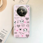 Cute Pink Panda Transparent Silicon Case For Realme 13 Plus 5G