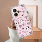 Cute Pink Panda Transparent Silicon Case For Realme Narzo 60X /  Realme 11X
