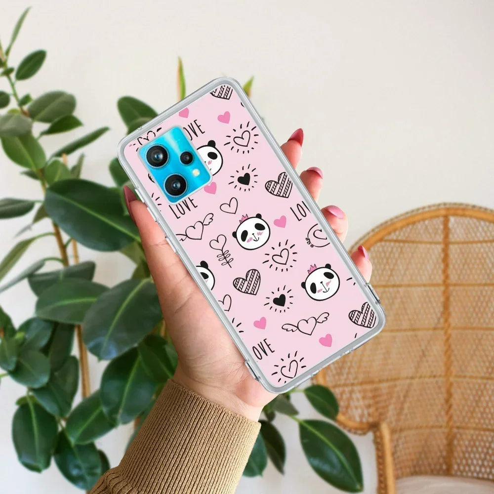 Cute Pink Panda Transparent Silicon Case For Realme C75 5G