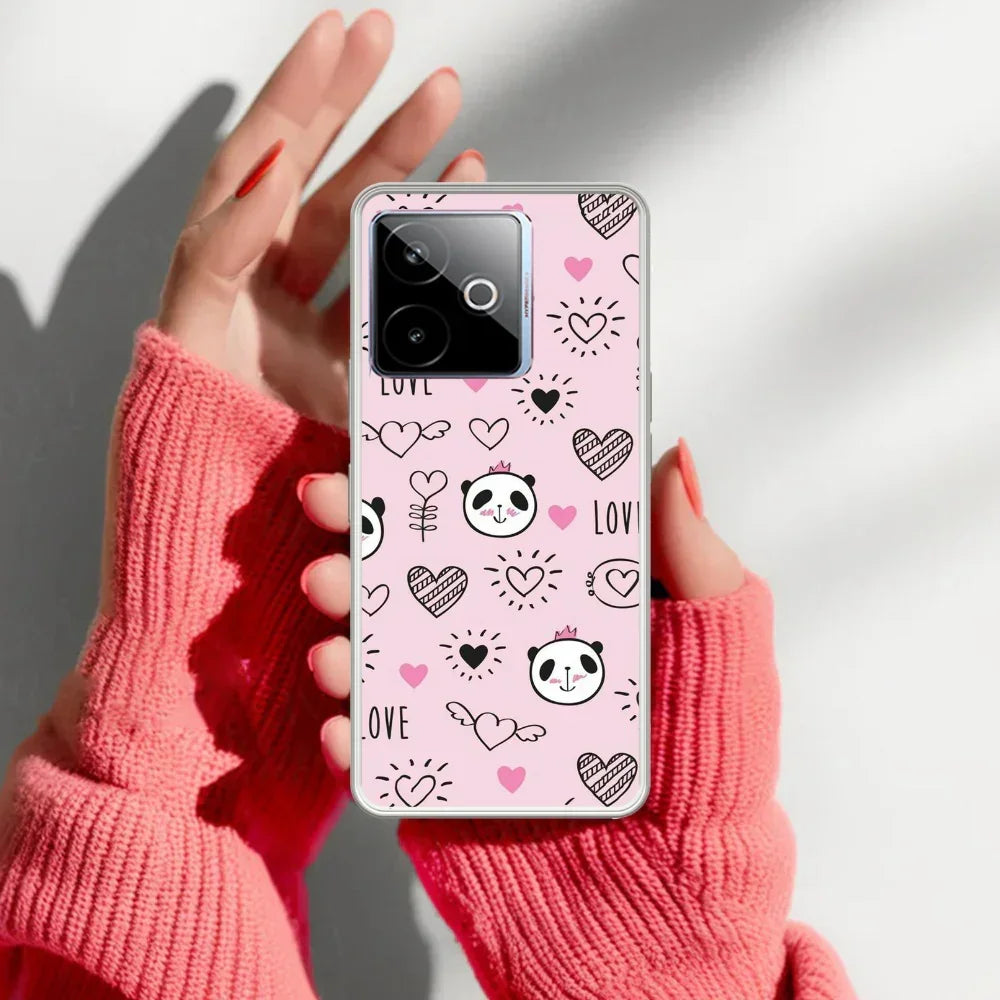 Cute Pink Panda Transparent Silicon Case For Realme GT 7T 5G