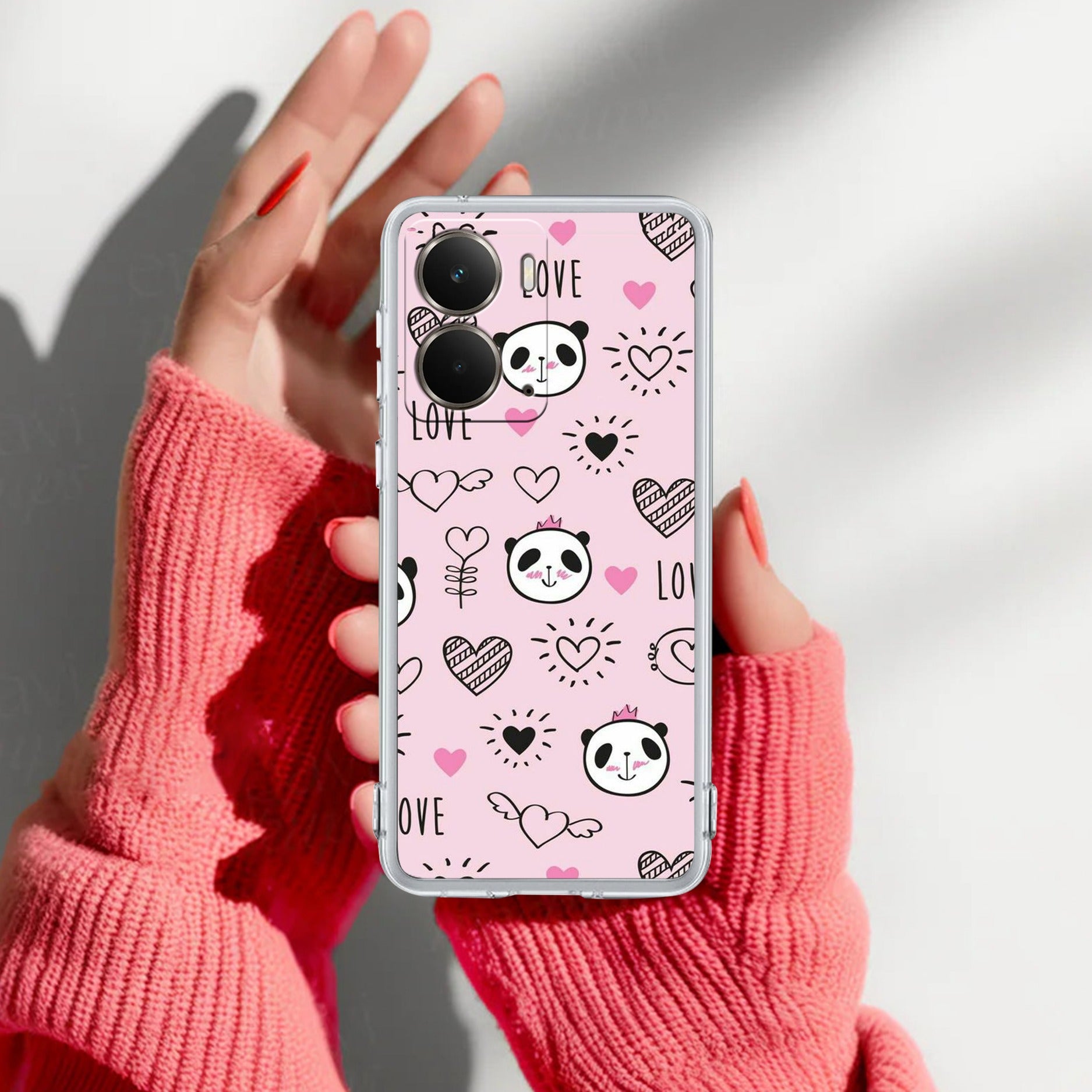 Cute Pink Panda Anti Yelllow Case For Realme P3 5G
