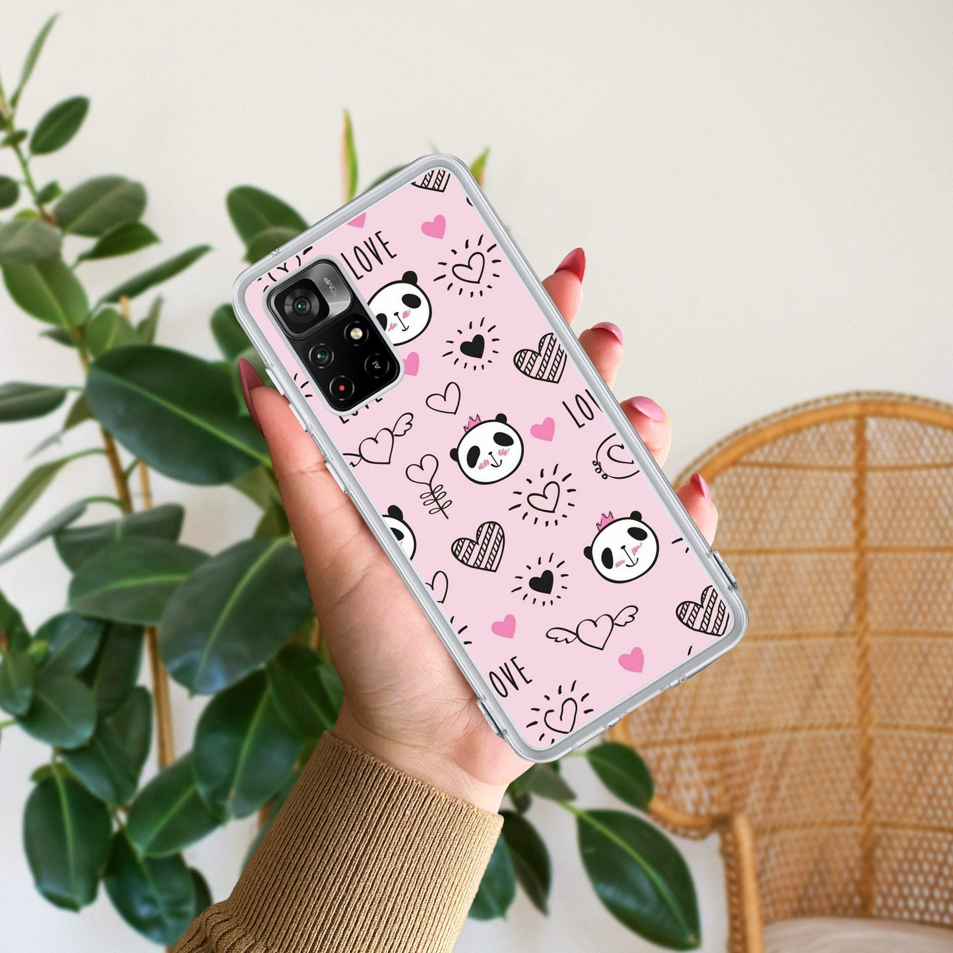 Cute Pink Panda Transparent Silicon Case For Redmi/Xiaomi
