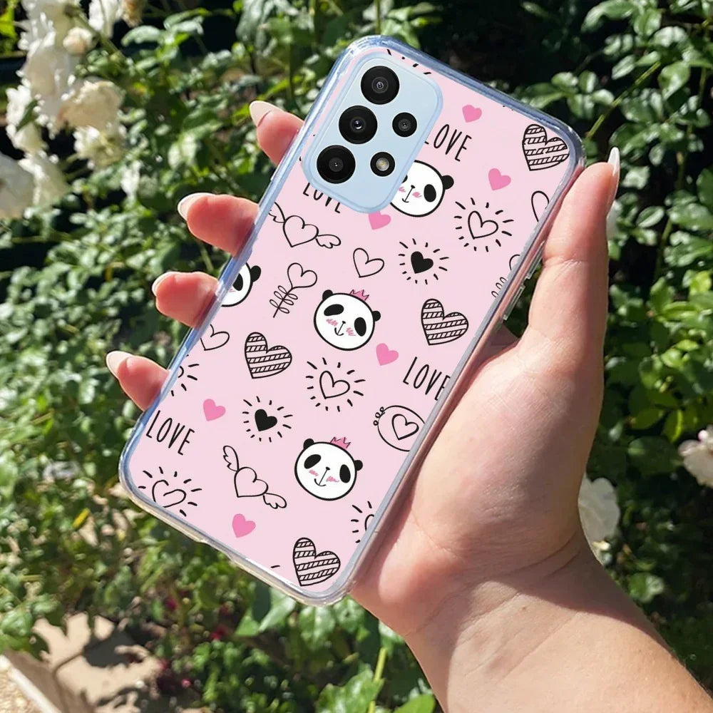 Cute Pink Panda Transparent Silicon Case For Samsung