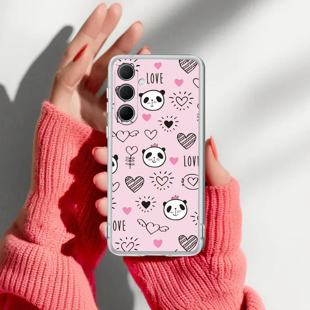 Cute Pink Panda Anti Yellow Case For Samsung Galaxy F13 / Samsung Galaxy M13