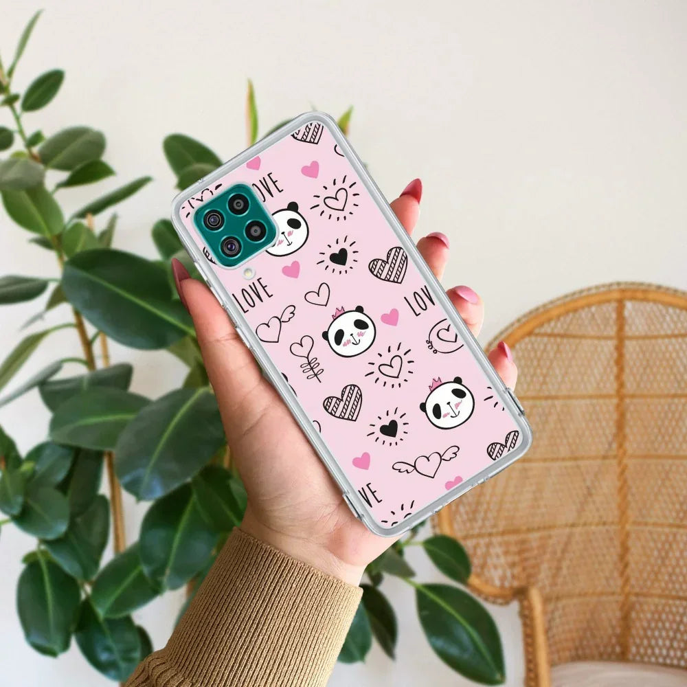 Cute Pink Panda Transparent Silicon Case For Samsung Galaxy A12 / M12 / F12