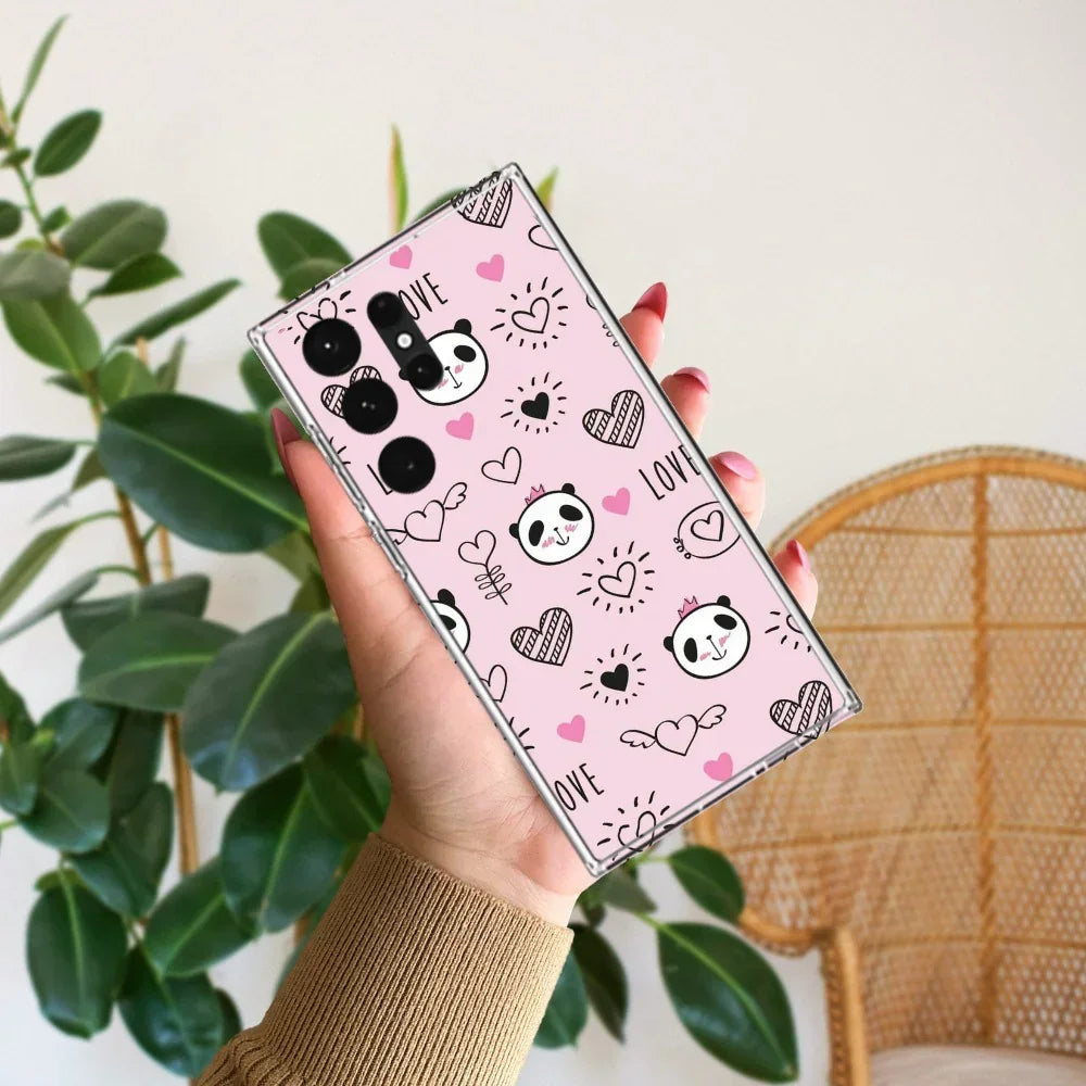 Cute Pink Panda Transparent Silicon Case For Samsung Galaxy A12 / M12 / F12
