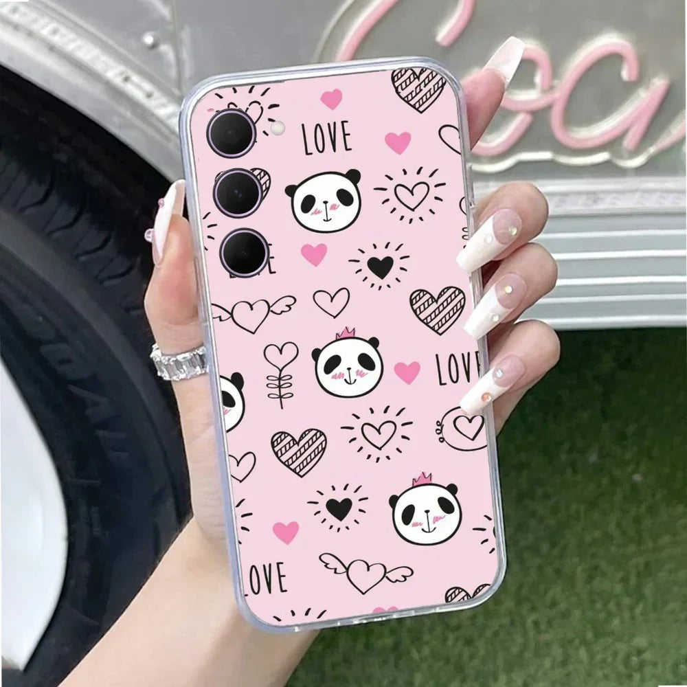 Cute Pink Panda Anti Yellow Case For Samsung Galaxy S23 5G