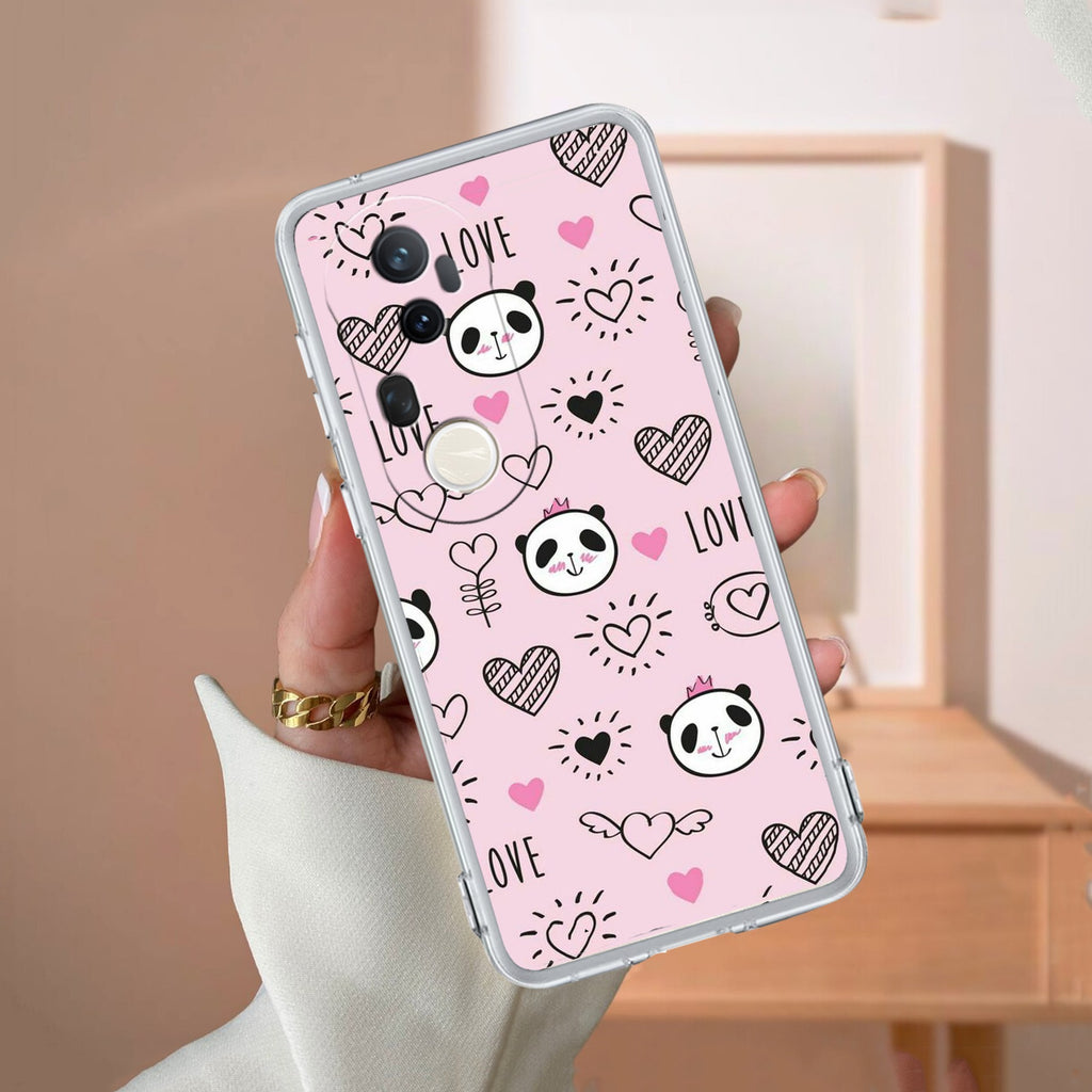 Cute Pink Panda Transparent Silicon Case For Vivo T4 Ultra 5G