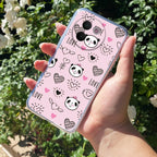 Cute Pink Panda Transparent Silicon Case For Vivo V30e 5G