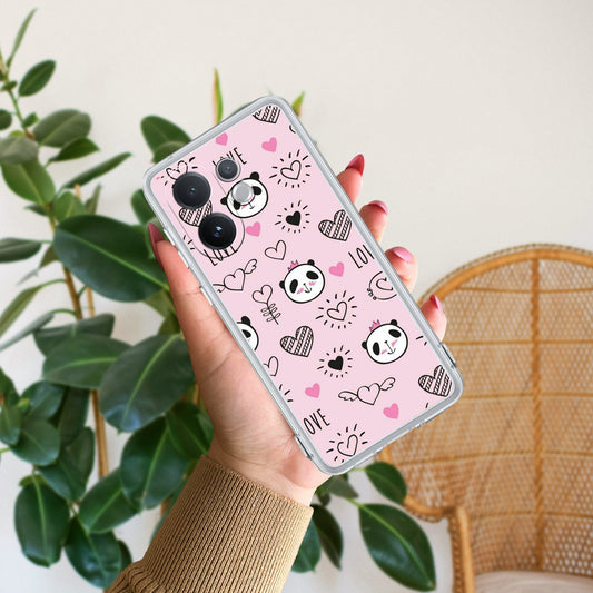Cute Pink Panda Transparent Silicon Case For Vivo