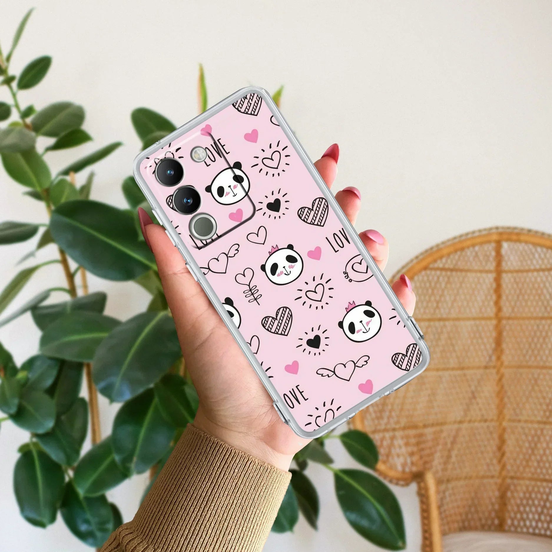 Cute Pink Panda Anti Yellow Case For Vivo Y200 5G