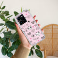 Cute Pink Panda Transparent Silicon Case For Vivo Y35