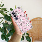 Cute Pink Panda Transparent Silicon Case For Vivo V50 5G
