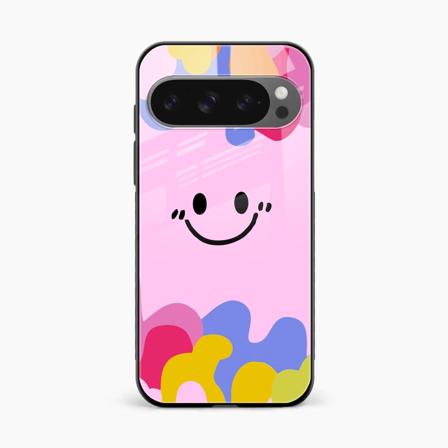 Cute Pink Smiley Multicolor Glass Case For Google Pixel 10 Pro XL
