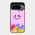 Cute Pink Smiley Multicolor Glass Case For Google Pixel 9 Pro 5G