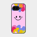 Cute Pink Smiley Multicolor Glass Case For Google Pixel 9A 5G