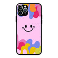 Cute Pink Smiley Multicolor Glass Case For iPhone 11 Pro Max
