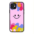 Cute Pink Smiley Multicolor Glass Case For iPhone 12